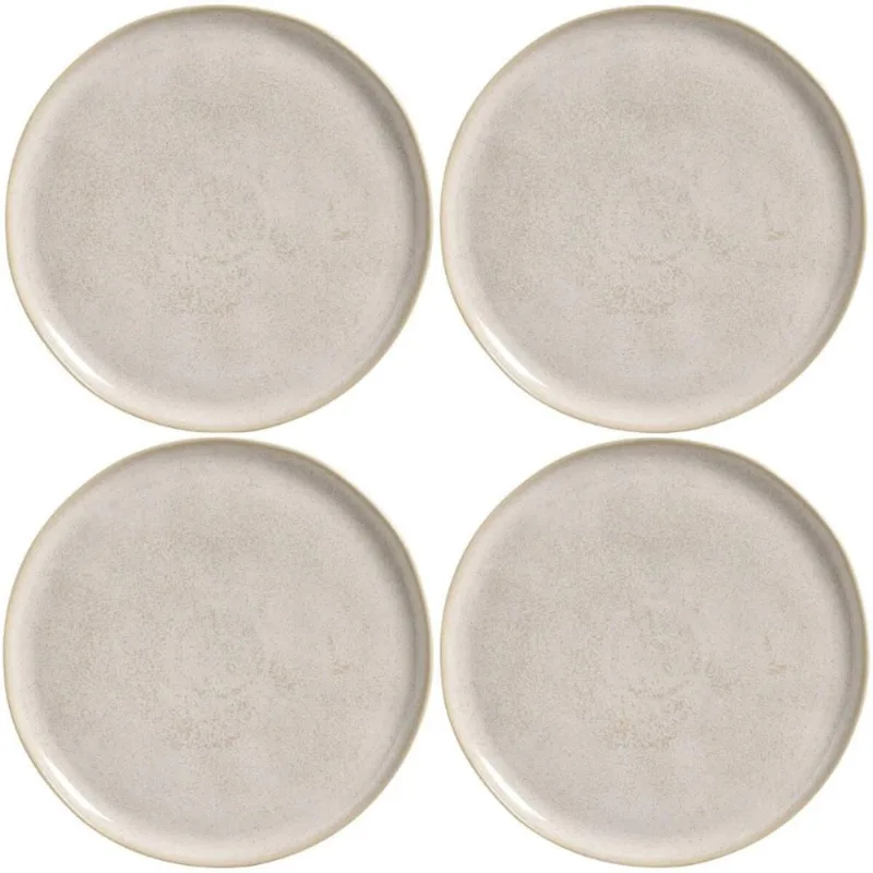 Kit 4 Pratos Rasos 27cm Cerâmica Bio Latte Off White Porto Brasil Elegantes