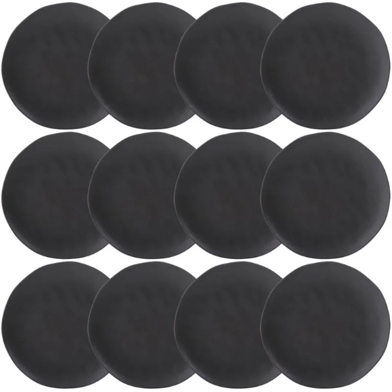 Kit 12 Pratos Rasos Orgânico Preto Matte 26,5cm Cerâmica Mesa Posta Porto Brasil