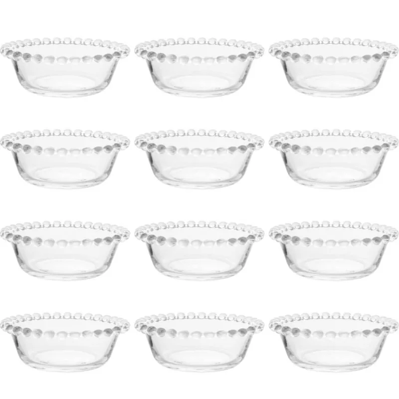 Kit 12 Cumbucas de Vidro 180ml Pearl Bowls Transparentes Wolff Sobremesas Petiscos Frutas