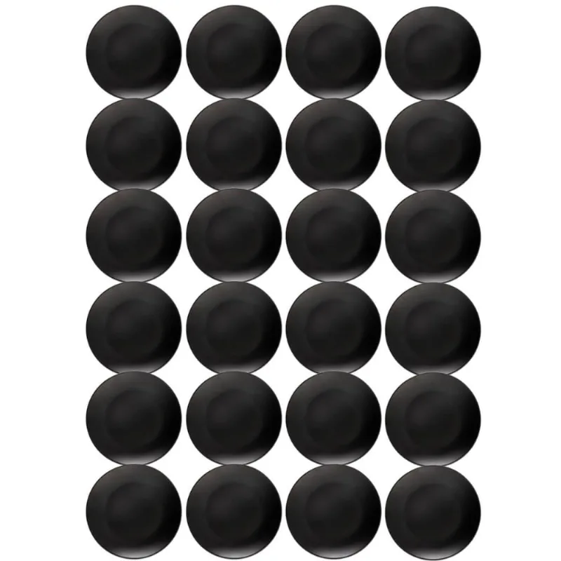 Kit 24 Pratos Plásticos 18cm Rasos Redondos Pretos Coza Sobremesa Mesa Posta