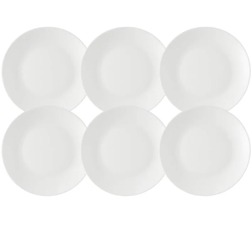 Jogo 6 Pratos para Sobremesa Rasos 18cm Branco Plástico Coza Mesa Posta