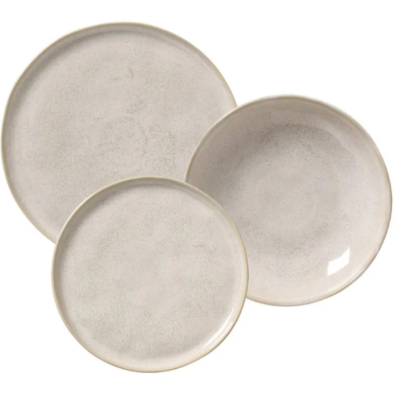 Jogos Pratos 18 Peças Cerâmica Stoneware Bio Latte Rasos Fundos Sobremesa Porto Brasil Mesa Posta