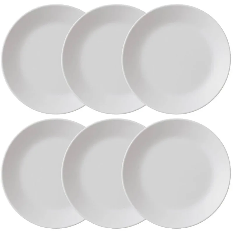 Jogo 6 Pratos Rasos 25,5cm Refeição Branco Redondo Plástico