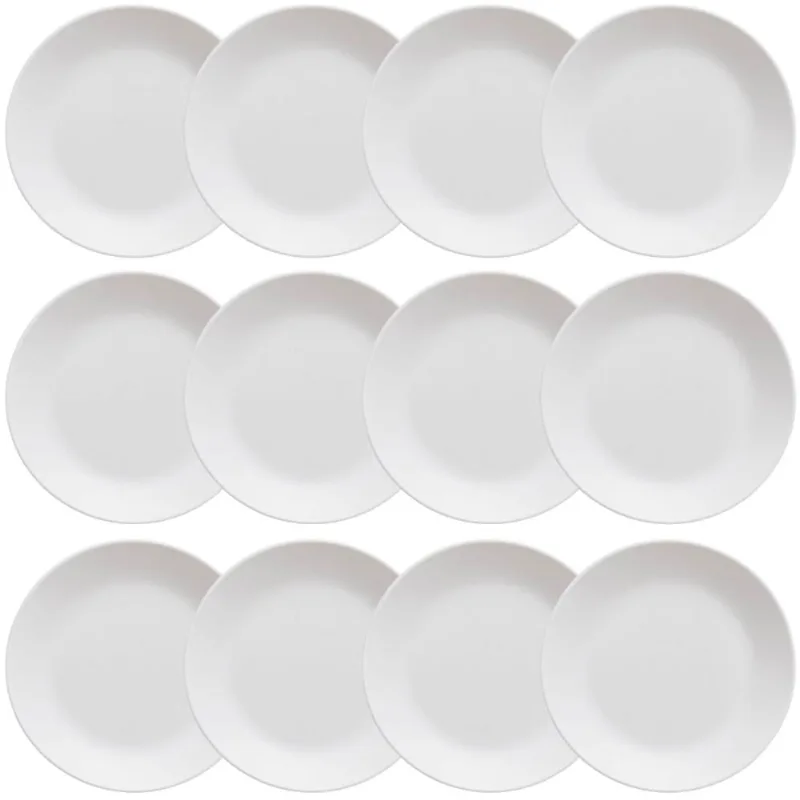 Kit 12 Pratos Plásticos Servir 25cm Branco Coza Cozy Eventos