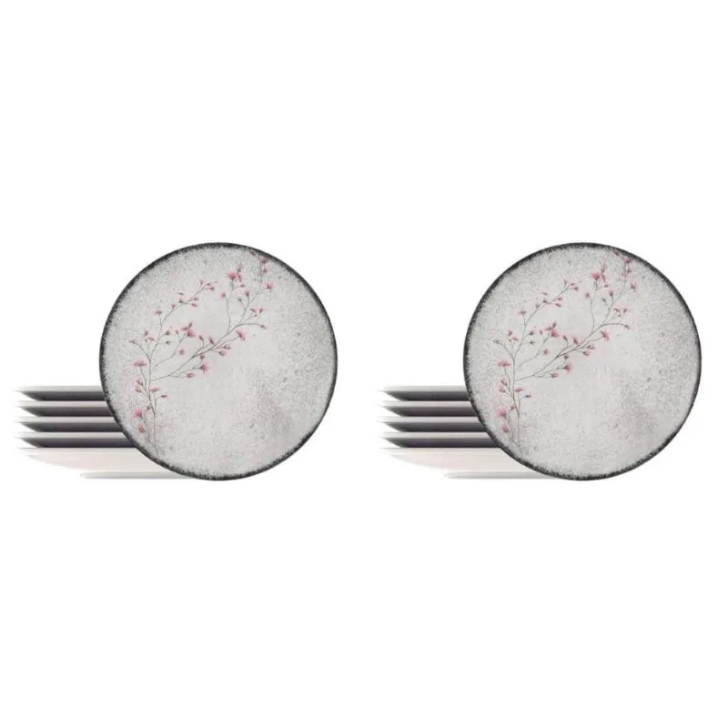 Kit 12 Pratos Rasos Porcelana 25cm Tramontina Floralis Decorada Mesa Posta Eventos