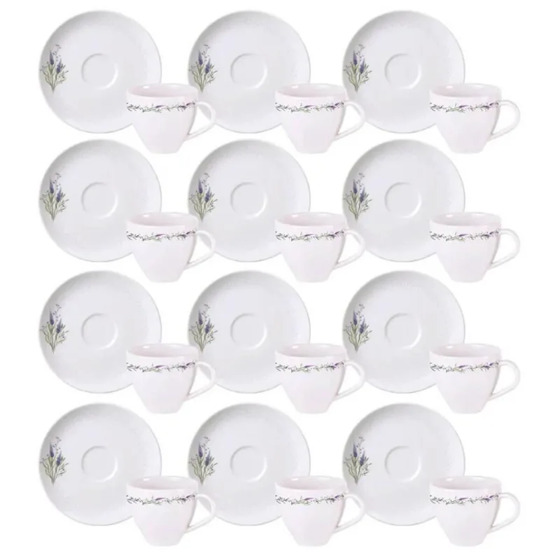 Conjunto 12 Xícaras de Porcelana com Pires 100ml Tramontina Lilla Café Mesa Posta