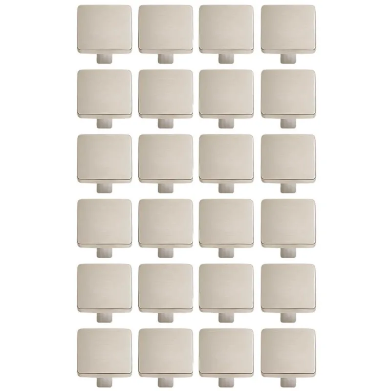 Kit 24 Puxadores para Móveis Aspen 188 Ponto Quadrado Níquel Escovado Armários Gavetas