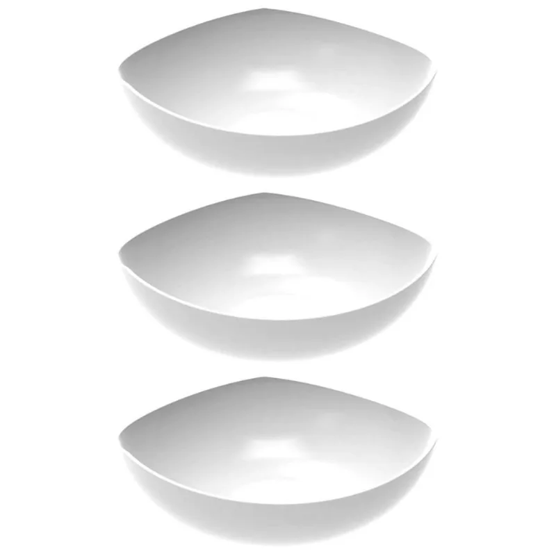 Conjunto 3 Tigelas Plásticas Brancas Saladeira Sobremesa Trio Crippa Buffet Restaurante