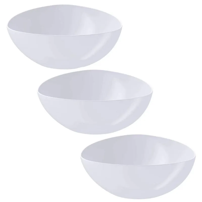 Kit 3 Saladeiras Tigela Plástica 5L Branca Triangular Sobremesa Buffet Essential Coza