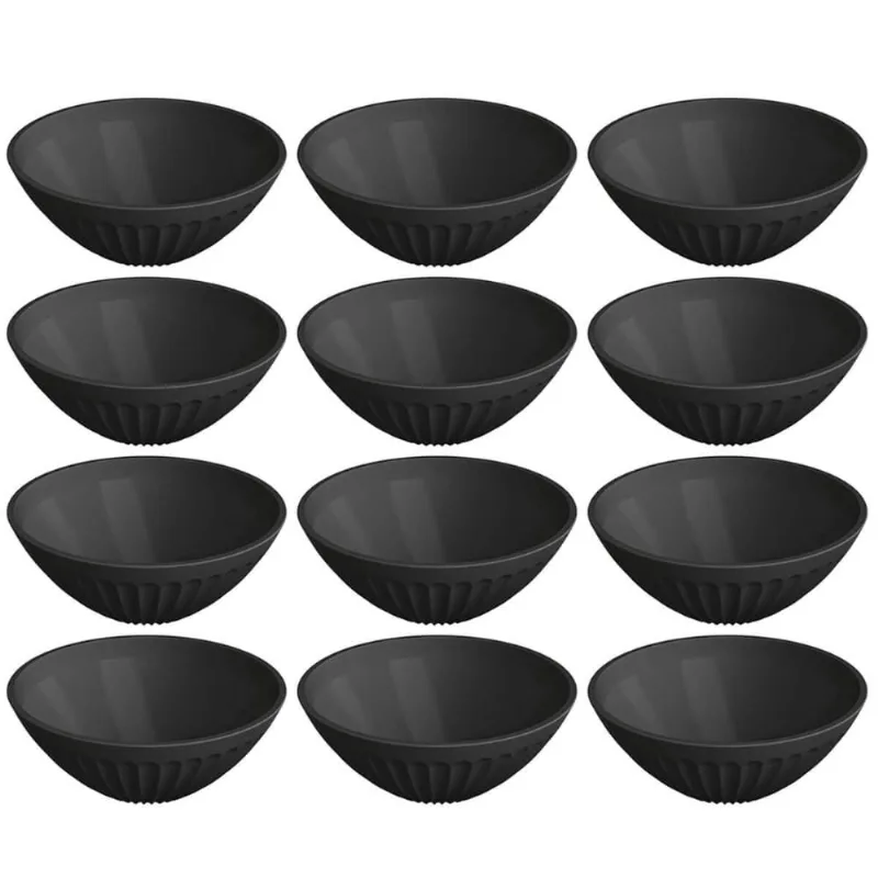 12 Cumbucas Tigelas Plásticas Preta 400ml Bowl Sushi Sobremesa Restaurante Hotel