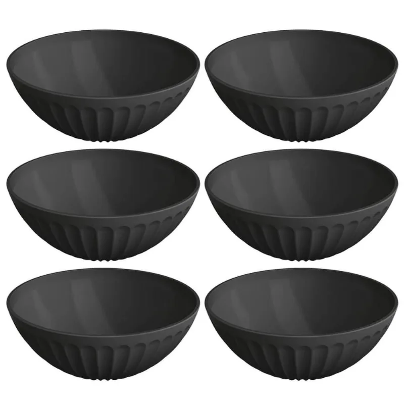 Kit 6 Saladeiras Tigelas 1,5L Pretas Plásticas Sobremesa Restaurante Buffet Uz