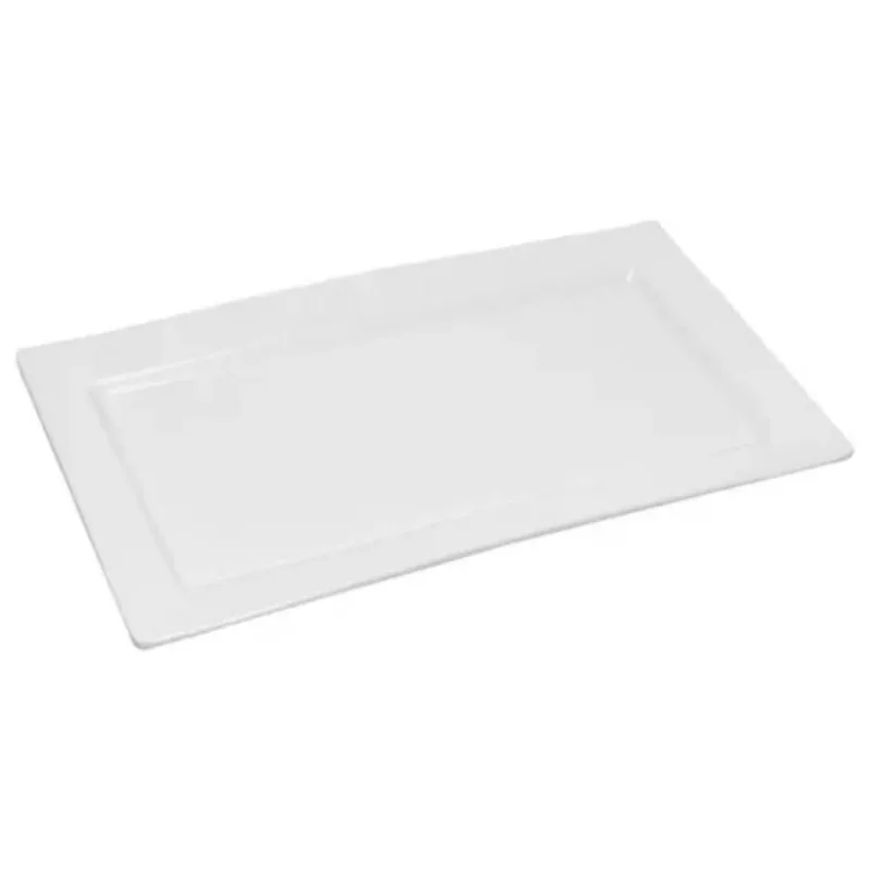 12 Travessas Rasa Melamina Branca 35x20cm Bandeja Servir Lanchonete Restaurante Buffet