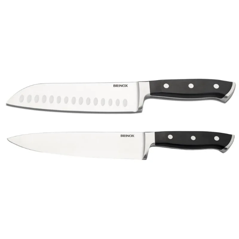 Ki Facas Cozinha 8" e Santoku 7' Infinity Inox Brinox Profissional Cozinha Cortar Picar