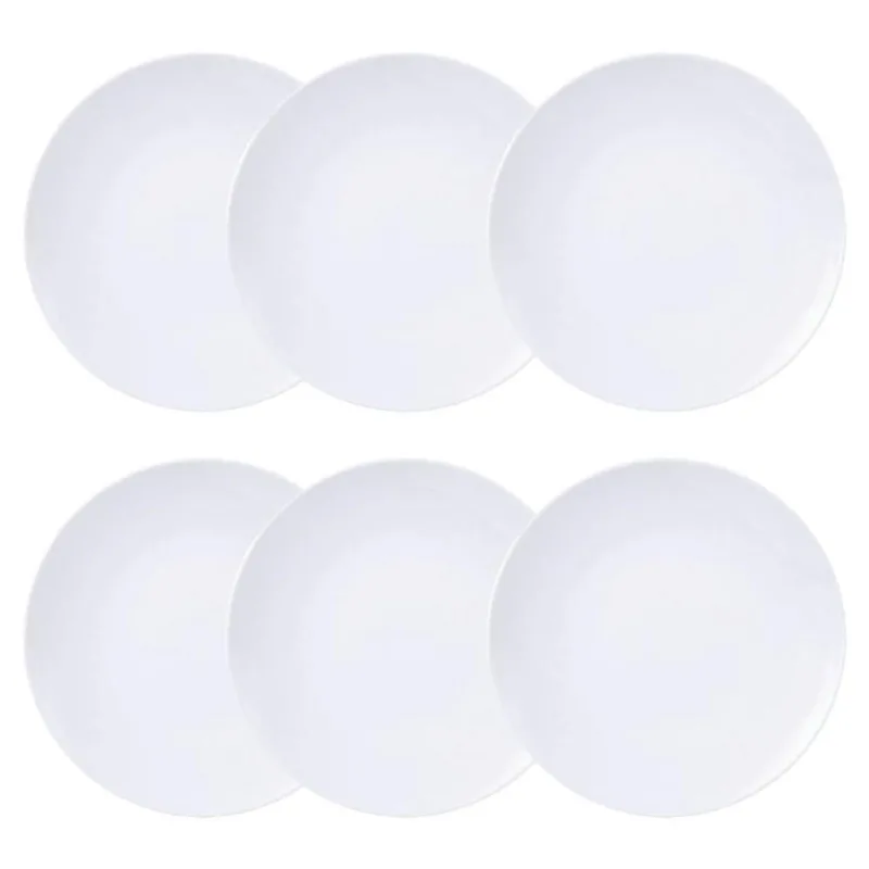 Conjunto 6 Pratos Fundos de Porcelana Tramontina 21cm Branco Leonora Leve Cupê