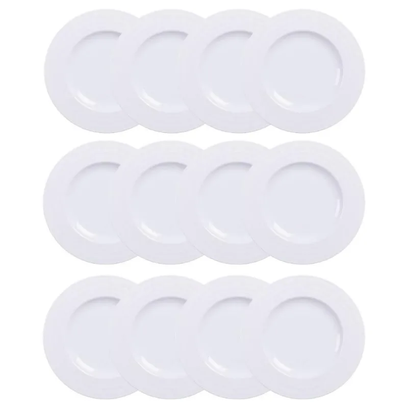 Jogo 12 Pratos Sobremesa Branco Pequeno Porcelana 21cm Tramontina Doces Tortas Vibrare