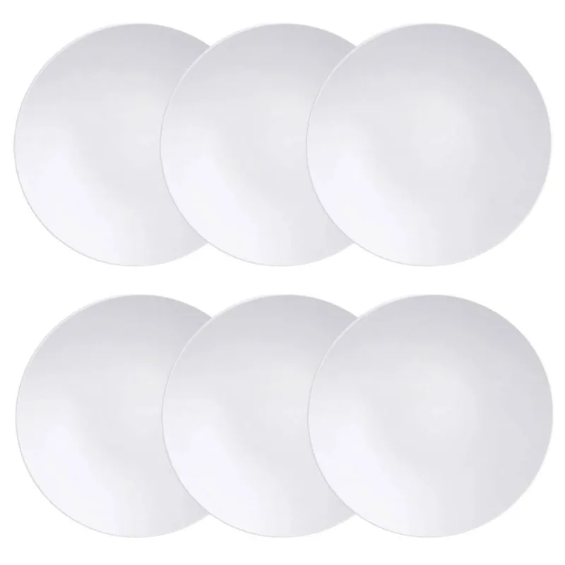 Conjunto 6 Pratos de Sobremesa Porcelana Tramontina Branco 21cm Cupê Sophia