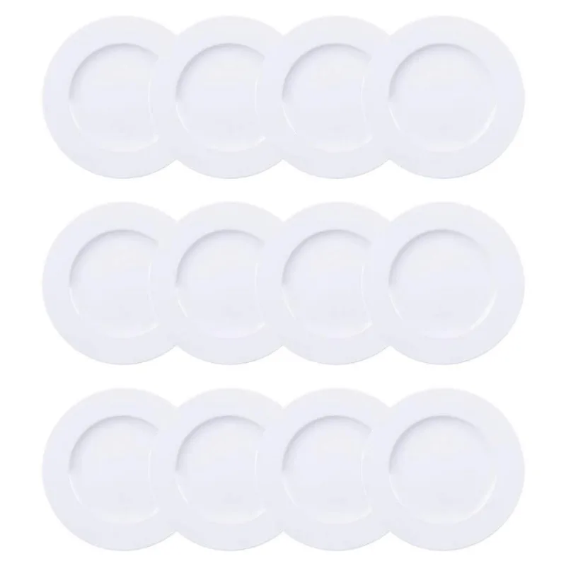12 Pratos Rasos de Jantar Branco Liso Porcelana 28cm Tramontina Maria Augusta