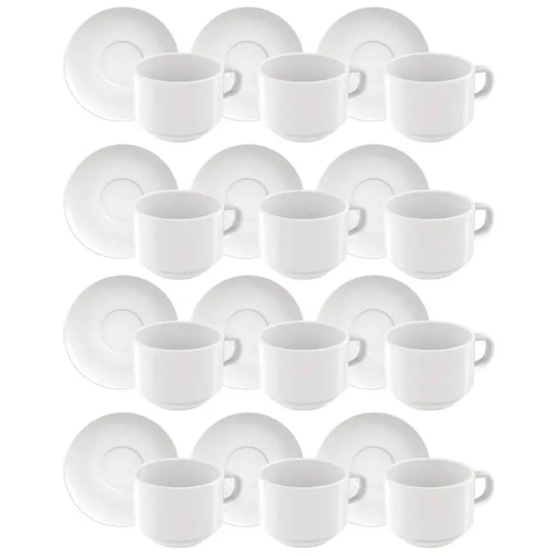 Jogo 12 Xicaras com Píres Porcelana 240ml Paola Tramontina Cozinha Servir Chá Café