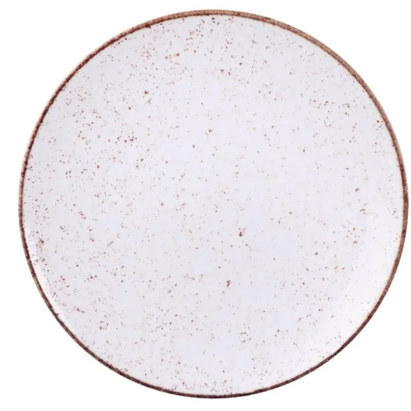Jogo 12 Pratos Rasos Tramontina Rústico Marrom Porcelana 28cm Restaurante Mesa Posta