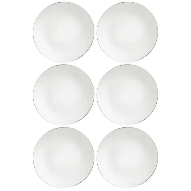 Jogo 6 Pratos Rasos de Jantar Almoço 28cm Porcelana Decorada Tramontina Atena Mesa Posta