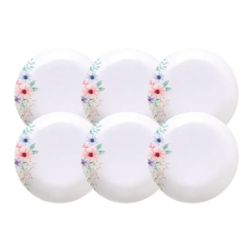 Jogo 6 Pratos Fundos 22cm Porcelana Tramontina Floratta Sopas Caldos Mesa Posta