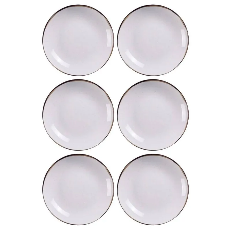 Kit 6 Pratos Fundos Tramontina Canyon em Porcelana Decorada 21cm Cozinha Servir Sopa Caldos
