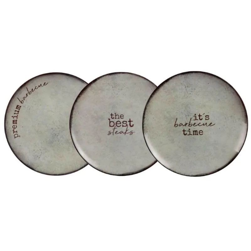 Conjunto 6 Pratos Churrasco Rustic 28cm Sortido Porcelana Tramontina Mesa Posta Rasos