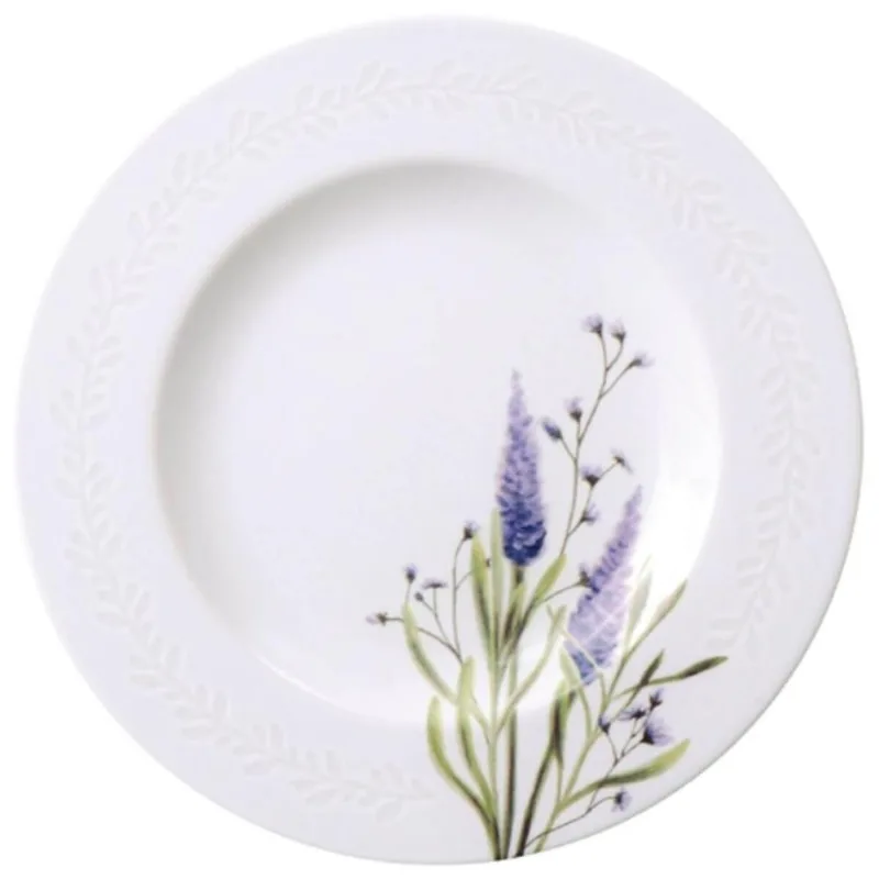 Jogo 12 Pratos Sobremesa 21cm Tramontina Lilla em Porcelana Decorada Cozinha Servir Padaria Torta