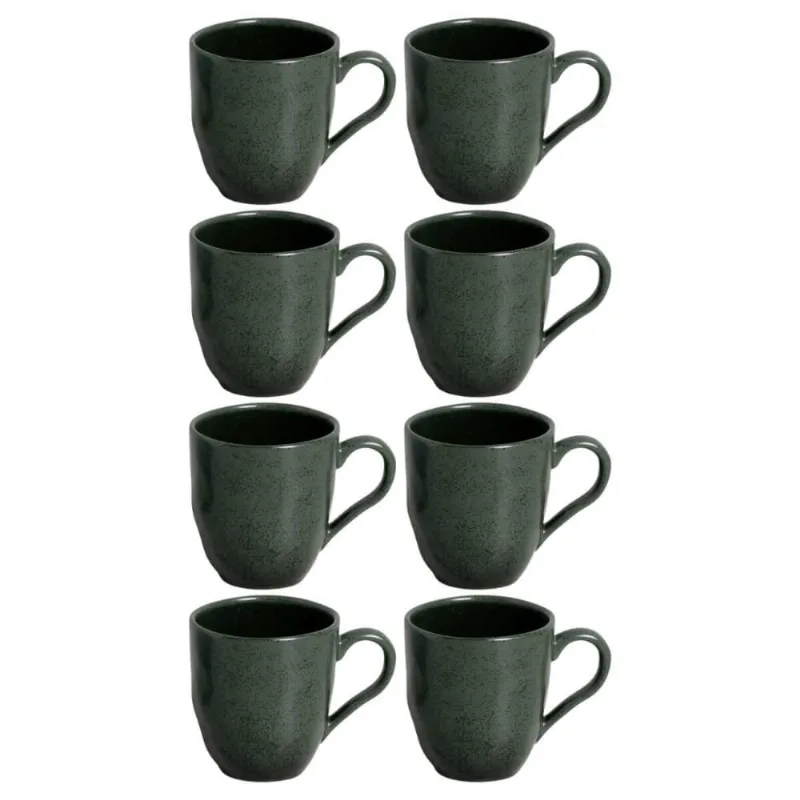 Kit 8 Canecas Arauco Verde Porto Brasil 273ml Xícara de Chá Cerâmica Servir Mesa Posta