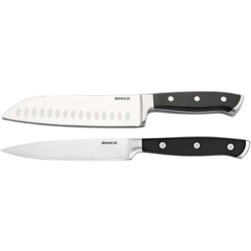 Kit 2 Facas para Cozinha 5' e 7' Santoku Oriental Inox Brino