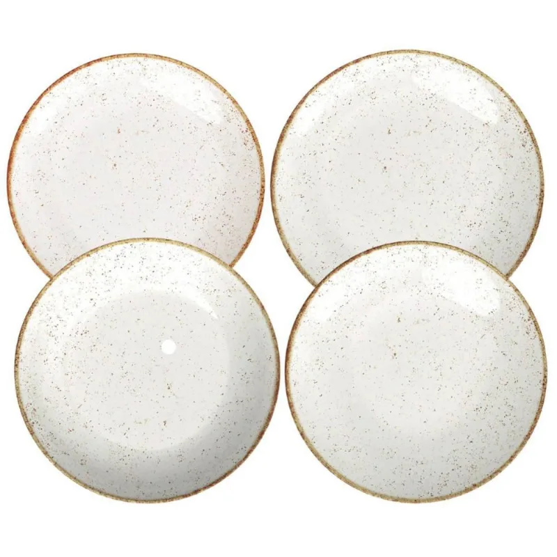 Aparelho de Jantar 24 Peças Tramontina Marrom Rustico em Porcelana Decorada Mesa Posta Elegante