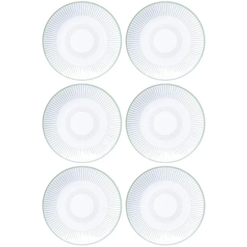 Jogo 6 Pratos Fundos Tramontina em Porcelana Branca Decorada 21cm Lineare Mesa Posta Sopa Caldos