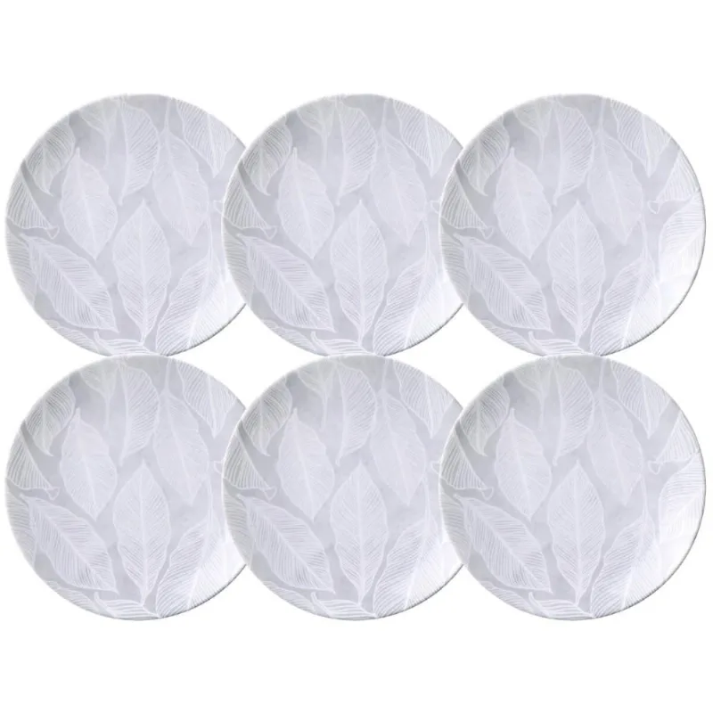 Jogo 6 Pratos de Sobremesa 19cm Tramontina Arbo em Porcelana Decorada Mesa Posta