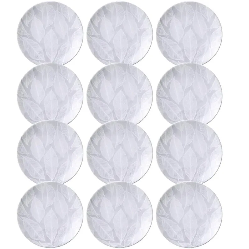 Jogo 12 Pratos de Sobremesa 19cm Rasos Porcelana Tramontina Arbo Mesa Posta