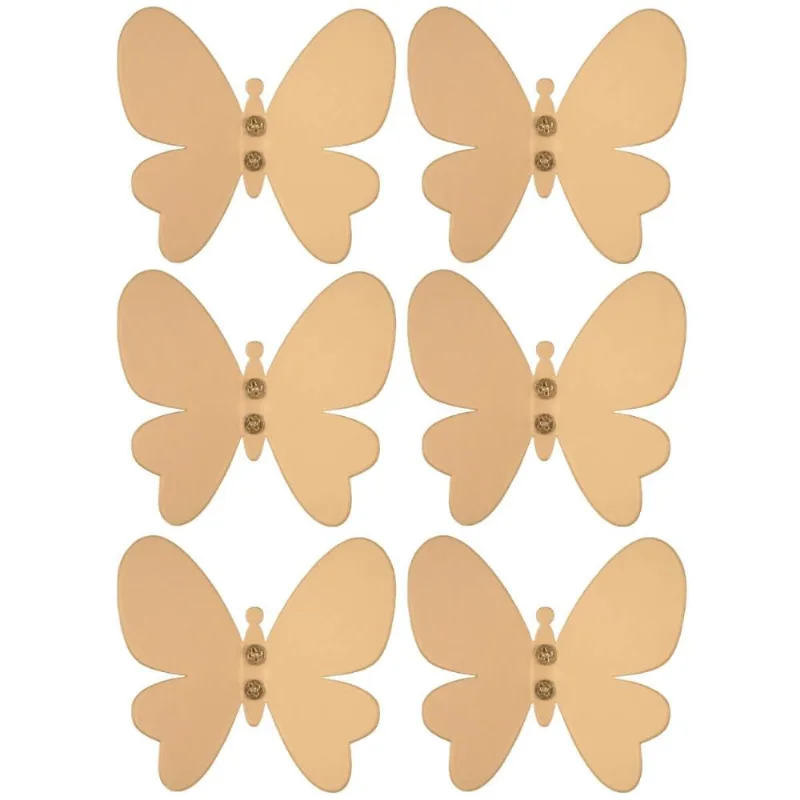 Kit 6 Ganchos Cabideiros Borboleta Dourada Decorar Organizar Closet Quarto Banheiro Masutti