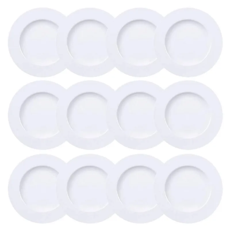 Jogo 12 Pratos Sobremesa Porcelana 21cm Mesa Posta Tramontina Branco Maria Augusta