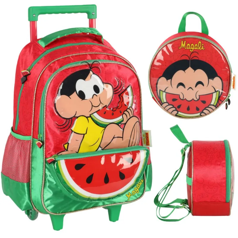 Kit Mochila com Rodinha e Lancheira Turma da Mônica Magali - Luxcel