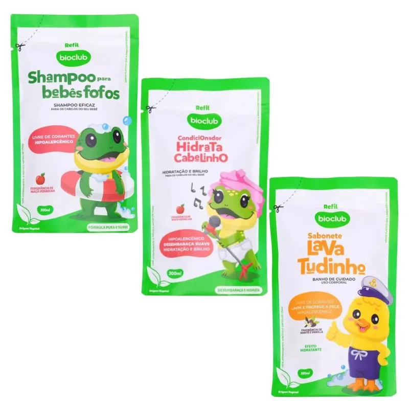 Kit Refil Shampoo + Condicionador + Sabonete - Bioclub