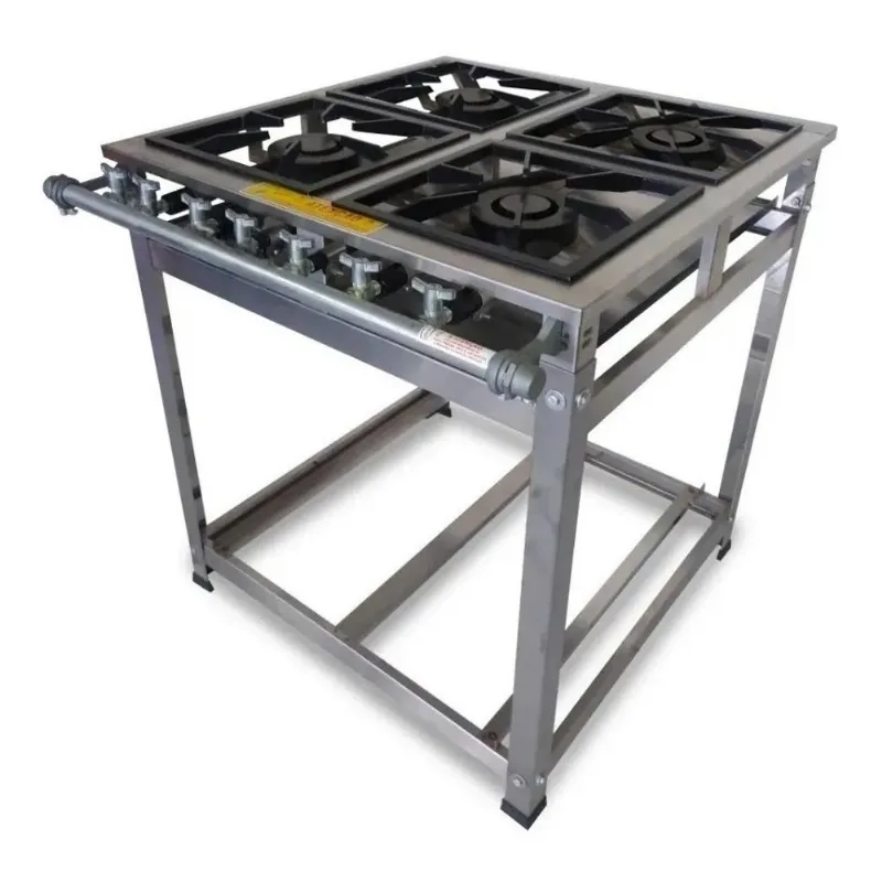 Fogão Industrial 4 Bocas Duplas 40X40 P8 Baixa P em Aço Inox