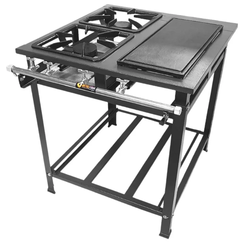 Fogão Industrial 2 Bocas Baixa Pressão 2QS P7 com Chapa Bifeteira Metalfour