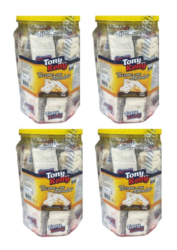 Kit 4 Potes Com 20 Un Torrone Com Amendoim De 30g Tony Kelly - Não Informado - Mercearia