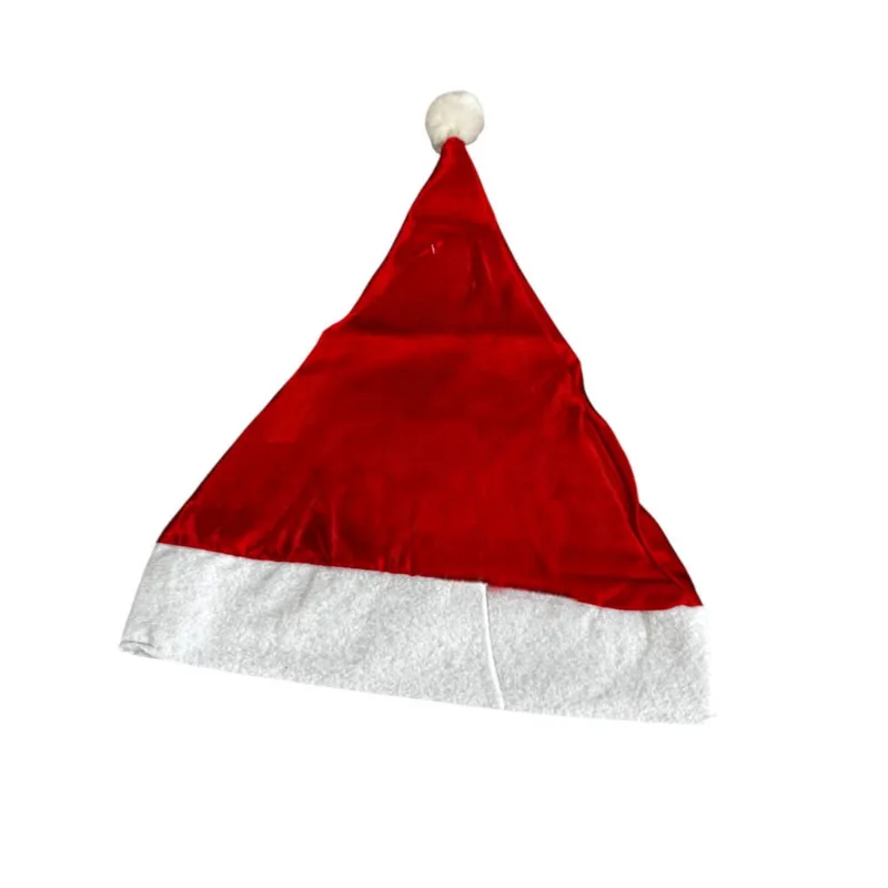 Fantasia Gorro de Papai noel de Cetim com Pom pom na ponta