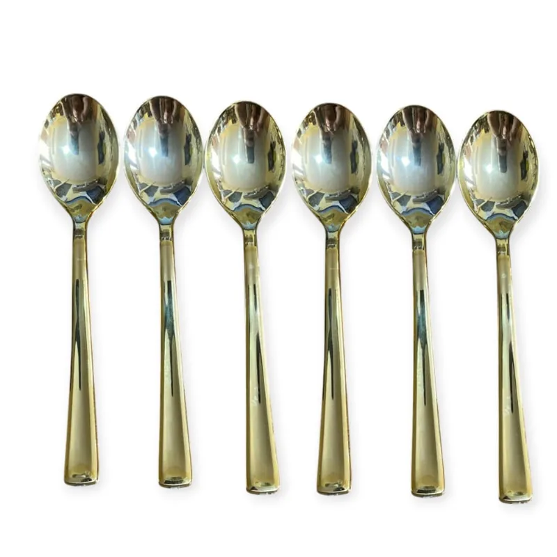 Kit 36 Colheres Sobremesa Dourada Plástico 12,8cm Festas