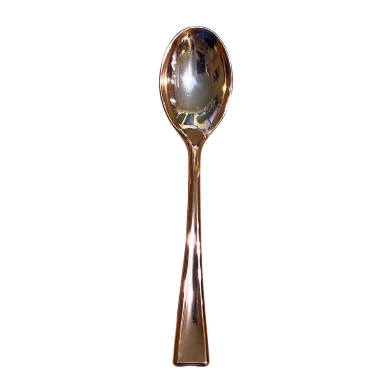 Kit 24 Mini Colher Descartável De Luxo Plástico 9.8cm Rose