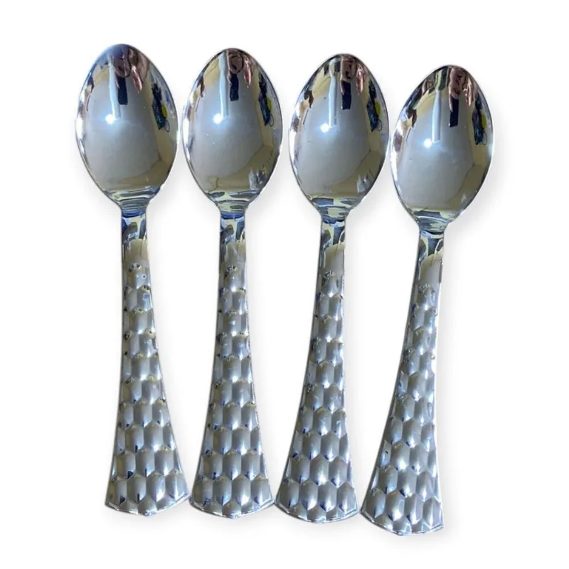 Kit 48 Colheres sobremesa Luxo Plástico 13.8cm Prata Festa
