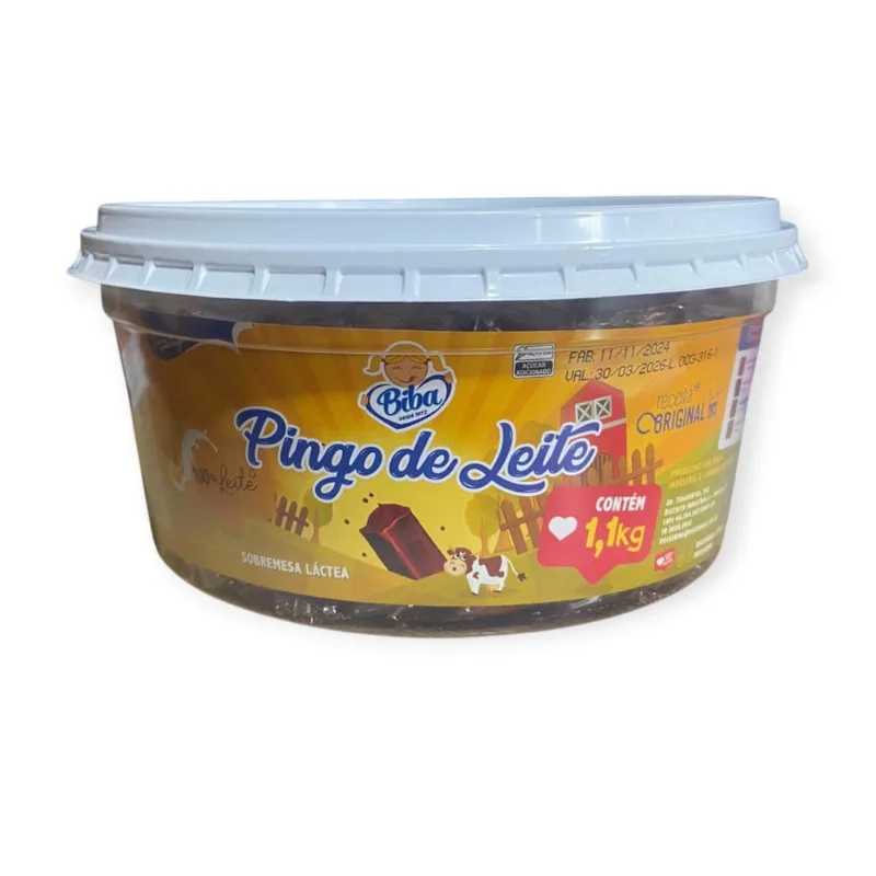 Pote De Doce Pingo De Leite Biba 1,100Kg Com 50 Unidades