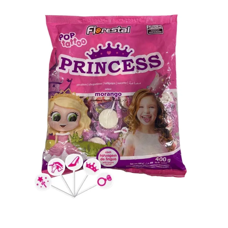 Pirulito Pop Tattoo Princess Tatuagem Língua Pacote De 400G