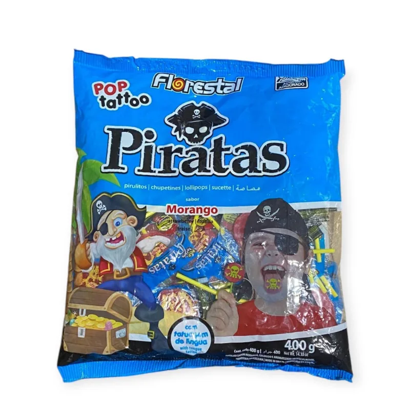 Pirulito Tattoo Pirata Tatuagem Língua 400G- Kit 2 Pacotes