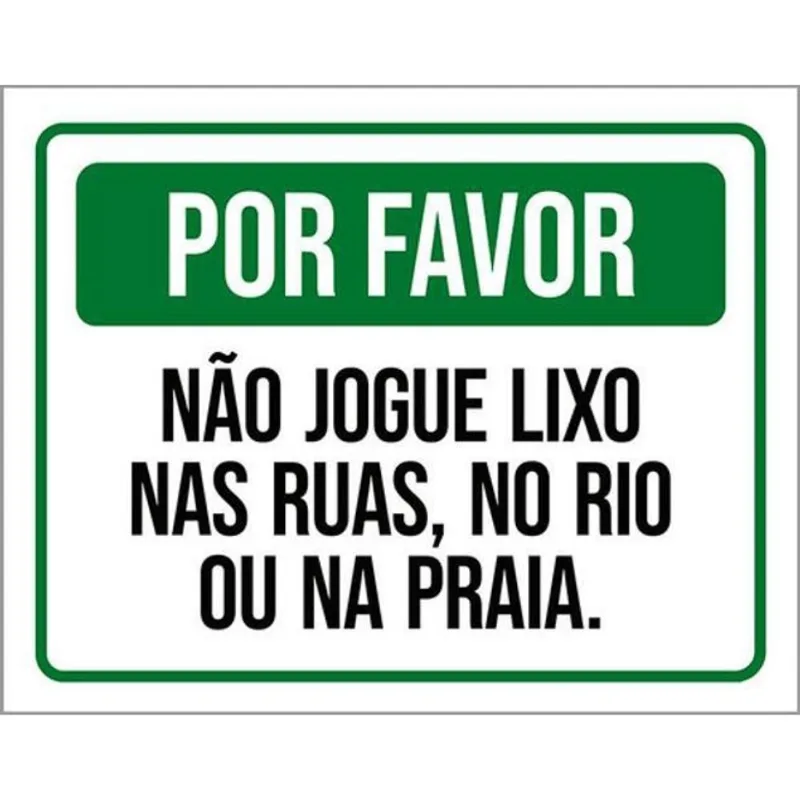Kit 3 Placas Por Favor Não Jogue Lixo Ruas Rio Praia