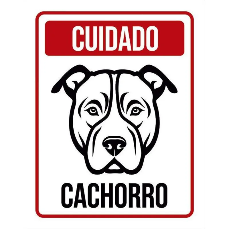 Kit 3 Placas Cuidado Cachorro Pitbull
